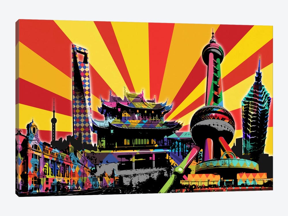Shanghai Psychedelic Pop 2 by 5by5collective 1-piece Canvas Art Print