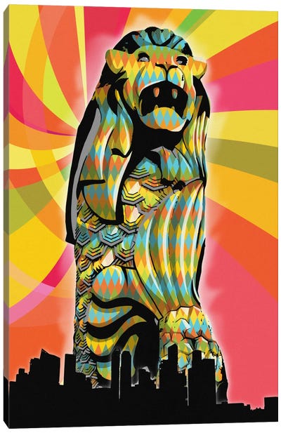 Singapore Psychedelic Pop Canvas Art Print - Psychedelic Monuments