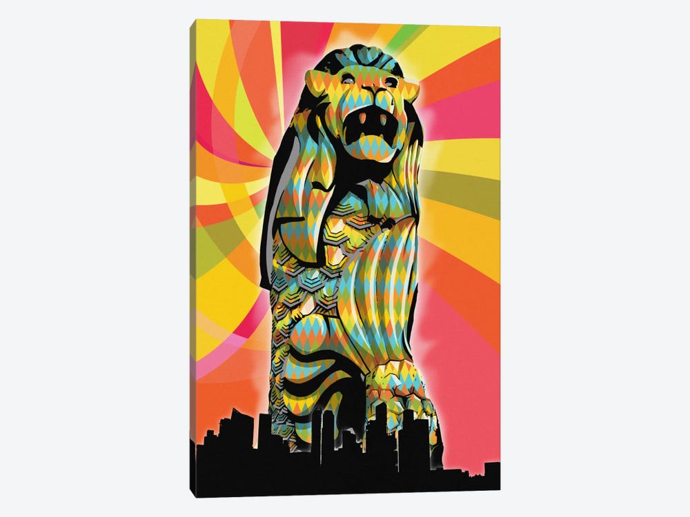 Singapore Psychedelic Pop by 5by5collective 1-piece Canvas Wall Art