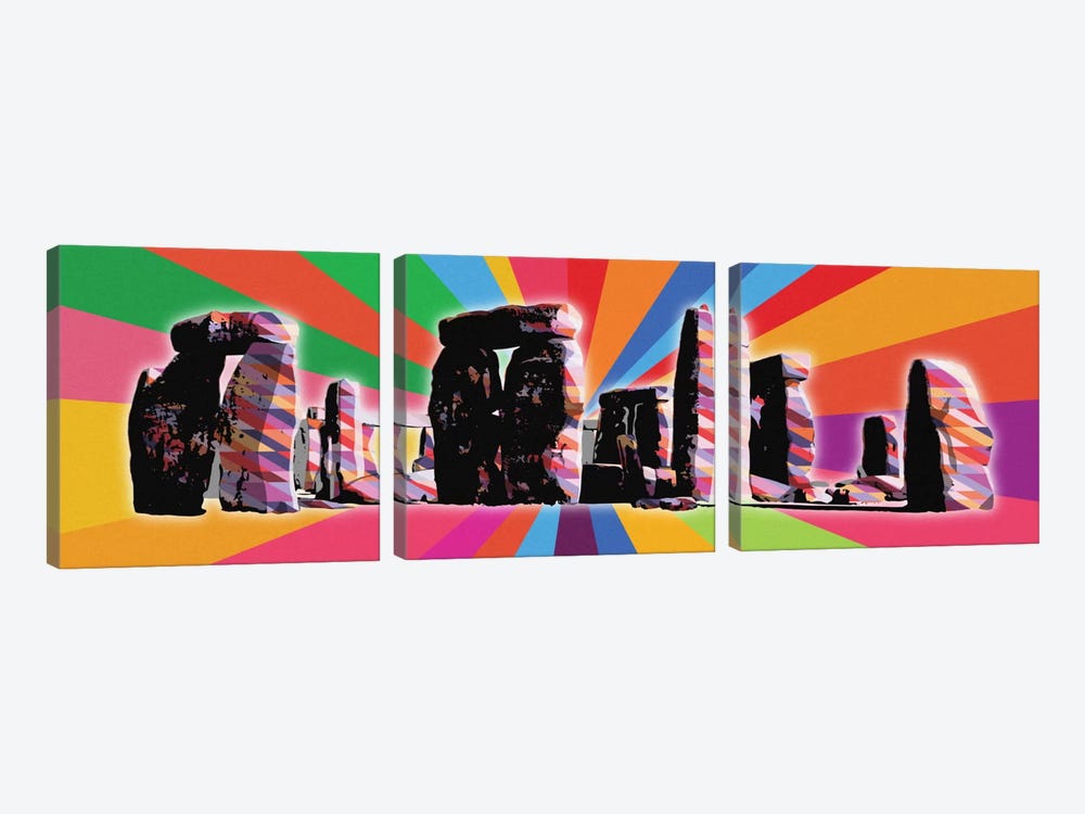 Stonehenge Psychedelic Pop by 5by5collective 3-piece Canvas Art