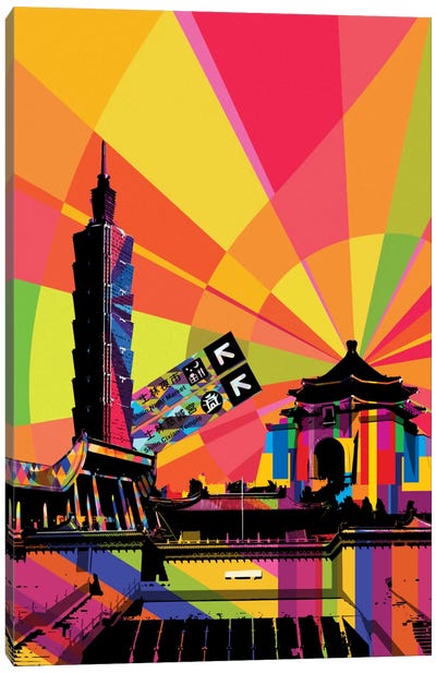 Taipei Psychedelic Pop Canvas Art Print - Psychedelic Monuments