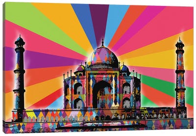 Taj Mahal Psychedelic Pop Canvas Art Print - Monument Art
