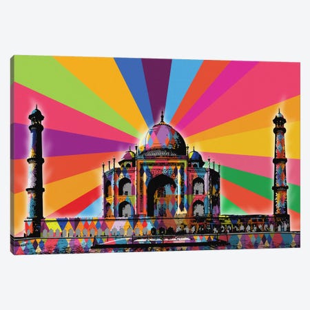 Taj Mahal Psychedelic Pop Canvas Print #ICA679} by 5by5collective Art Print