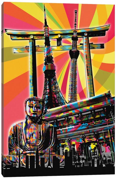 Tokyo Psychedelic Pop Canvas Art Print - Psychedelic Monuments