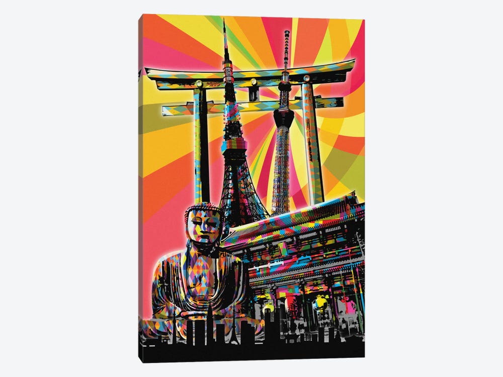 Tokyo Psychedelic Pop by 5by5collective 1-piece Canvas Wall Art