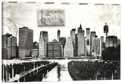 Letter from Manhattan Canvas Art Print - Black & White Cityscapes