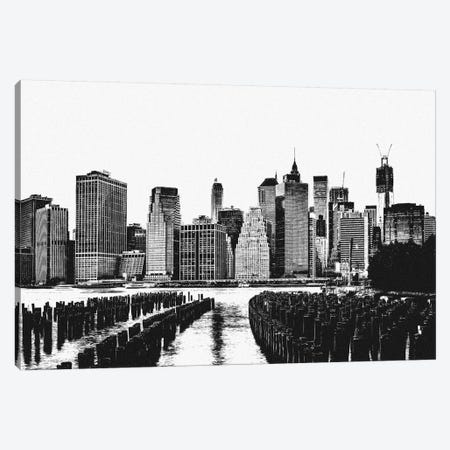 Manhattan Black & White Skyline Canvas Print #ICA684} by 5by5collective Canvas Art Print