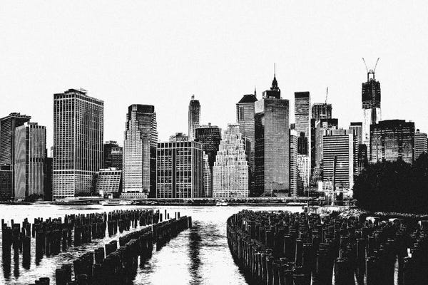 New York City Skylines: Manhattan Black & White Skyline by 5by5collective