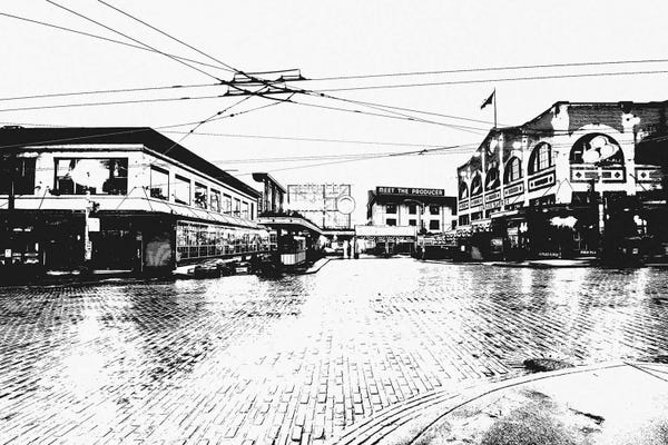 5by5collective: Seattle Black & White Skyline by 5by5collective
