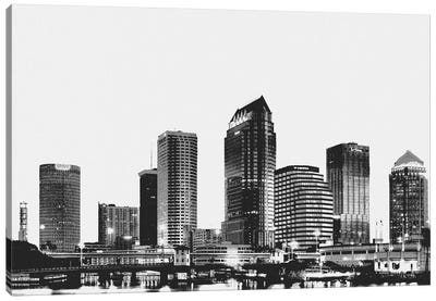 Tampa Black & White Skyline Canvas Art Print - Black & White Cityscapes