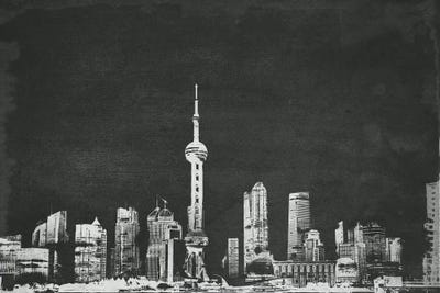 Vintage Shanghai Skyline by 5by5collective art print