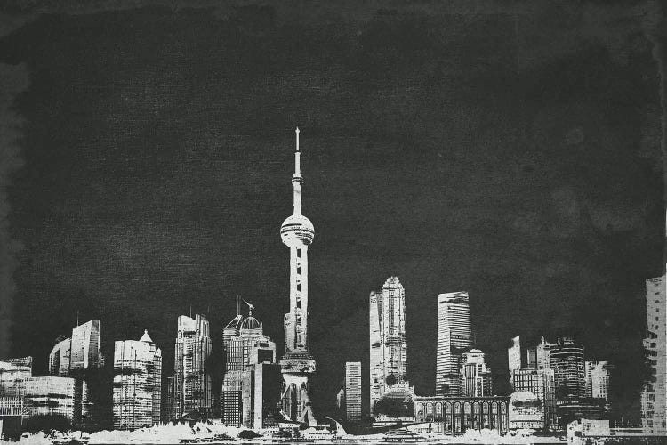 Vintage Shanghai Skyline by 5by5collective wall art