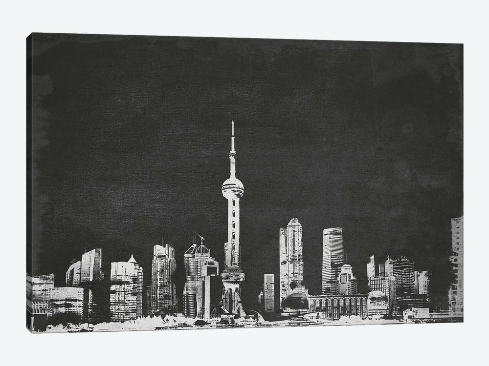 Vintage Shanghai Skyline by 5by5collective 1-piece Canvas Wall Art