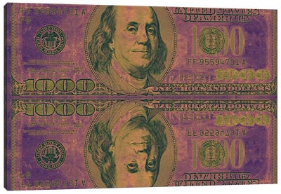 Play Money Canvas Art Print - Benjamin Franklin