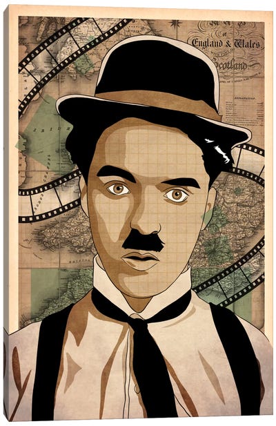 Rolling Strip #2 Canvas Art Print - Charlie Chaplin