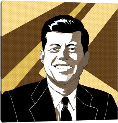 JFK in Shades of Bronze Canvas Art Print - Iconic Pop