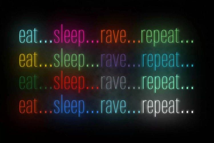 Eat, Sleep, Rave by 5by5collective wall art