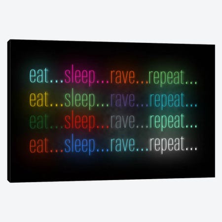 Eat, Sleep, Rave Canvas Print #ICA72} by 5by5collective Canvas Artwork
