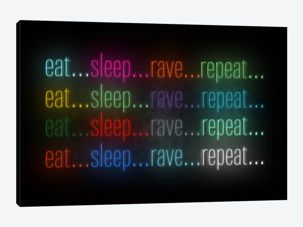 Eat, Sleep, Rave by 5by5collective 1-piece Canvas Art Print