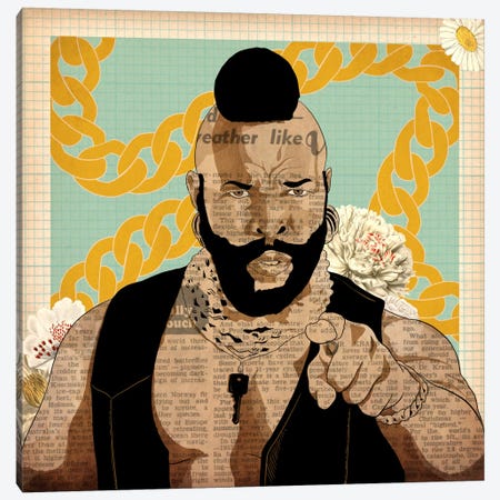 Mr. T with Chains Canvas Print #ICA734} by 5by5collective Canvas Art Print