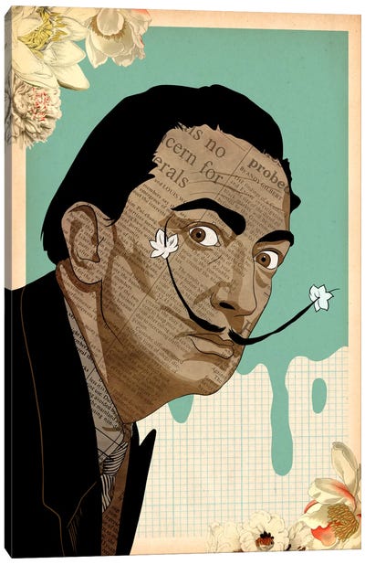 Flower Mustache For Dali Canvas Art Print - Movember Collection