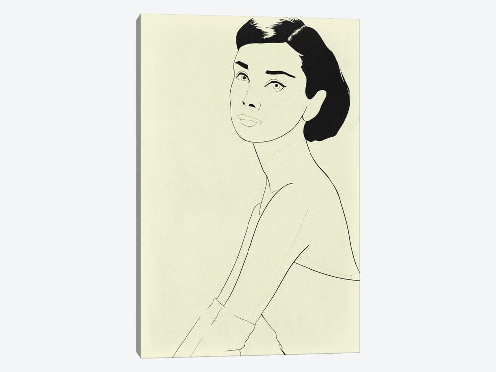 Audrey Hepburn Minimalist Line Art by 5by5collective 1-piece Canvas Wall Art