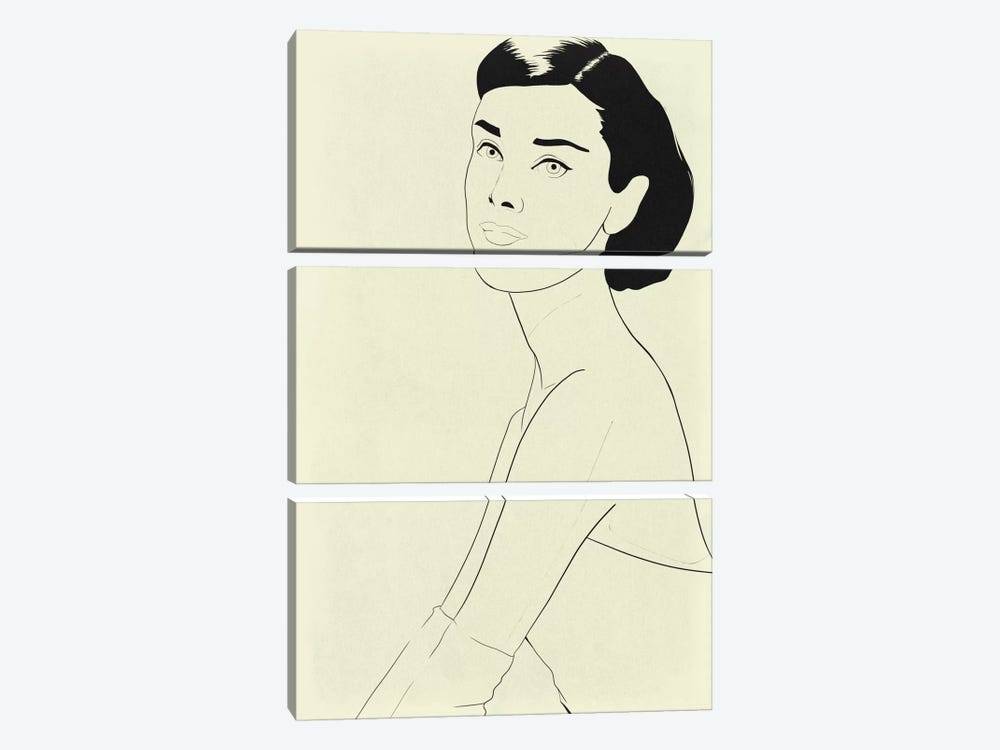 Audrey Hepburn Minimalist Line Art by 5by5collective 3-piece Canvas Artwork