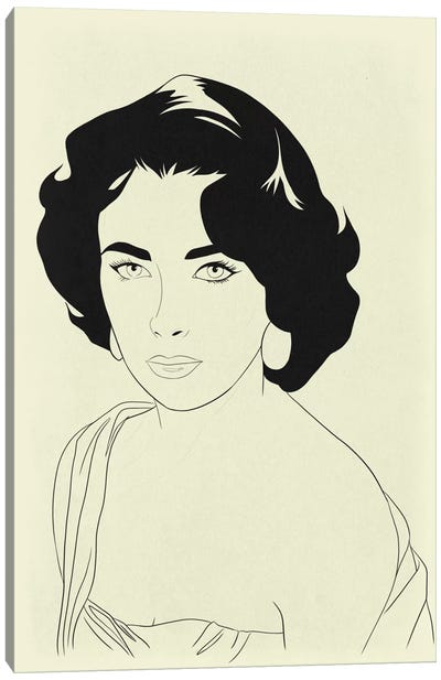 Elizabeth Taylor Minimalist Line Art Canvas Art Print - Fashion Art