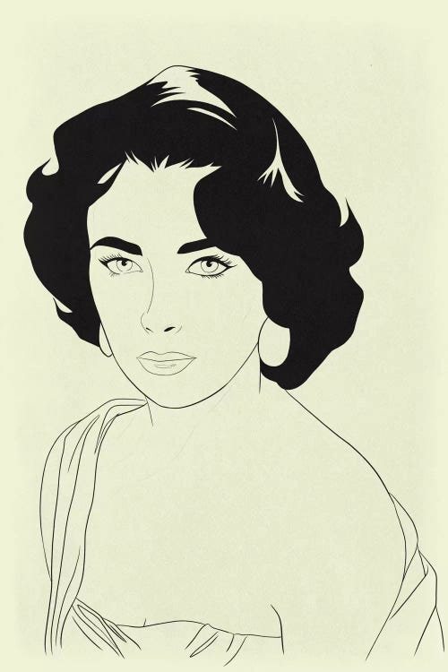 Elizabeth Taylor Minimalist Line Art