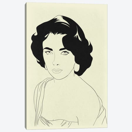 Elizabeth Taylor Minimalist Line Art Canvas Print #ICA775} by 5by5collective Art Print
