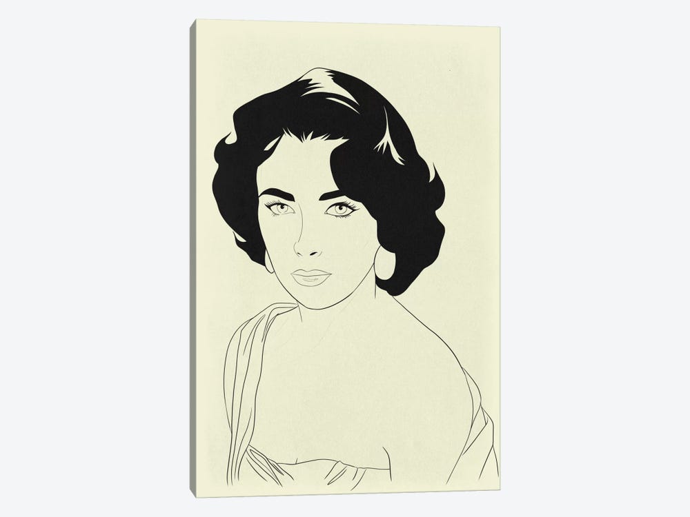 Elizabeth Taylor Minimalist Line Art by 5by5collective 1-piece Canvas Print