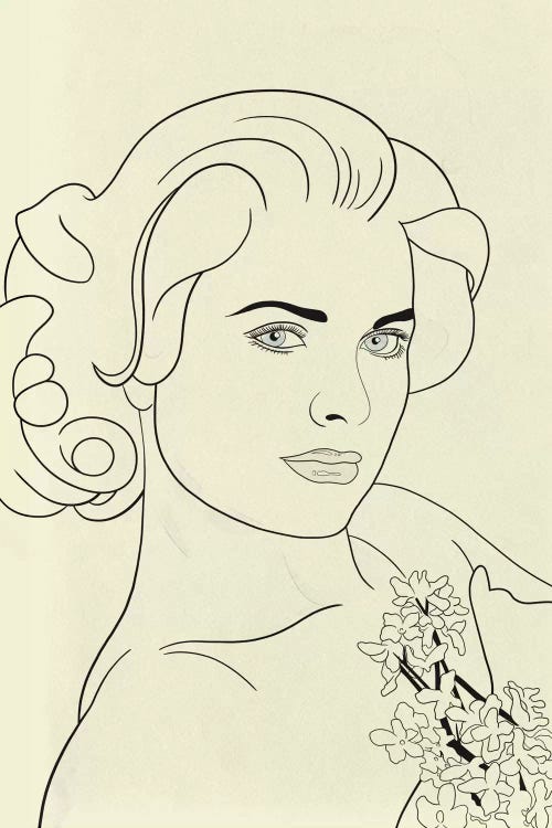 Grace Kelly Minimalist Line Art by 5by5collective wall art