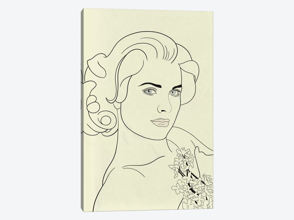 Grace Kelly Minimalist Line Art by 5by5collective 1-piece Canvas Art