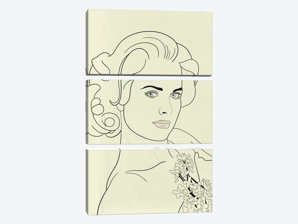Grace Kelly Minimalist Line Art by 5by5collective 3-piece Canvas Wall Art