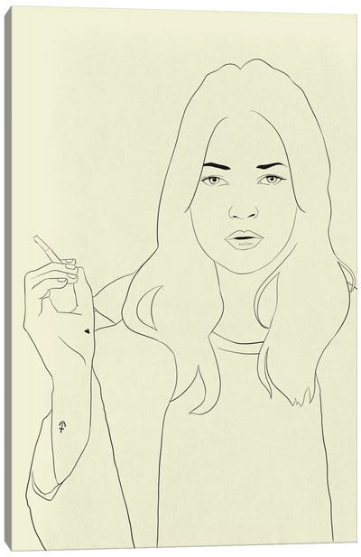 Kate Moss Minimalist Line Art Canvas Art Print - Fashion Art
