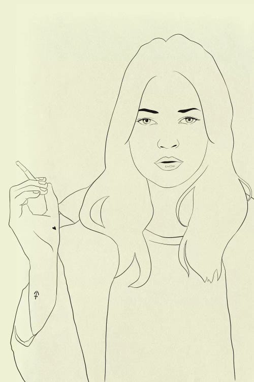 Kate Moss Minimalist Line Art