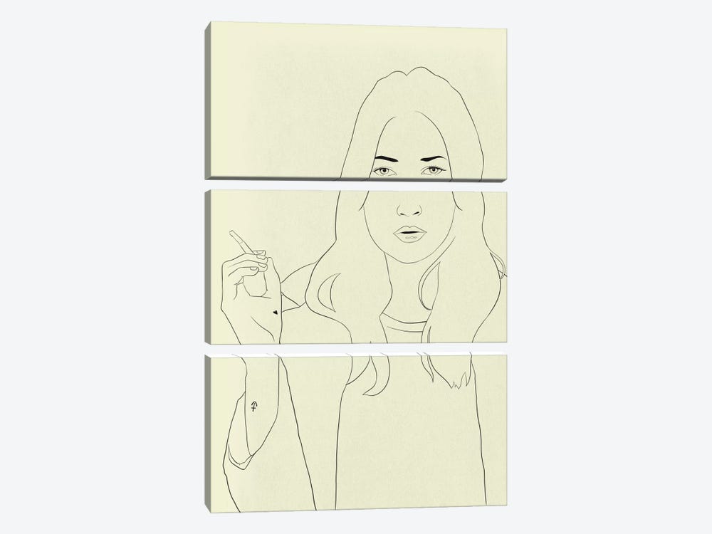 Kate Moss Minimalist Line Art by 5by5collective 3-piece Canvas Print