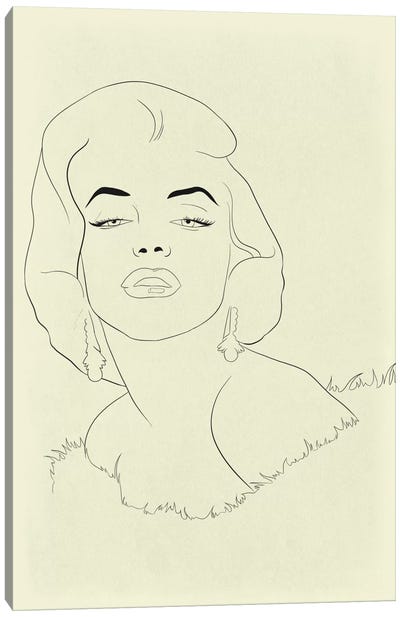 Marilyn Monroe Minimalist Line Art Canvas Art Print - Actor & Actress Art