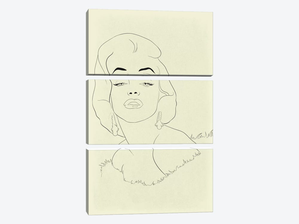Marilyn Monroe Minimalist Line Art by 5by5collective 3-piece Canvas Art Print