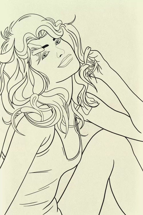 Farrah Fawcett Minimalist Line Art