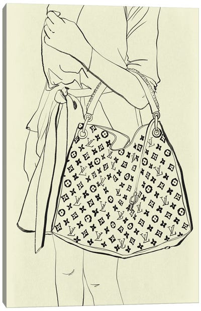 Bags Are My Weakness Minimalist Line Art Canvas Art Print - Louis Vuitton Art