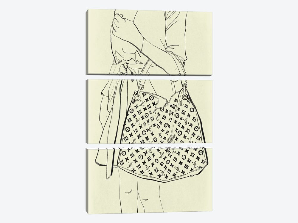 Bags Are My Weakness Minimalist Line Art by 5by5collective 3-piece Art Print
