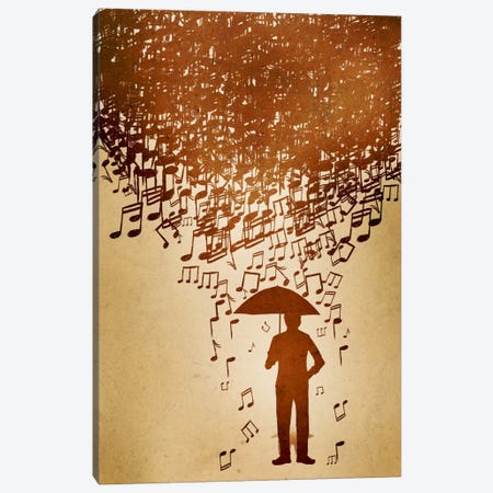 Raining Notes Canvas Print #ICA78} by Unknown Artist Canvas Artwork