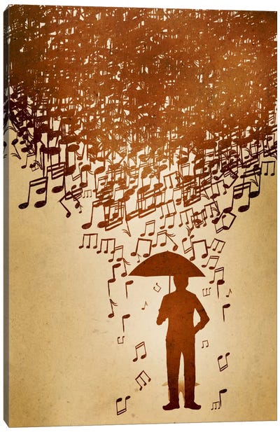 Raining Notes Canvas Art Print - Musical Notes Art