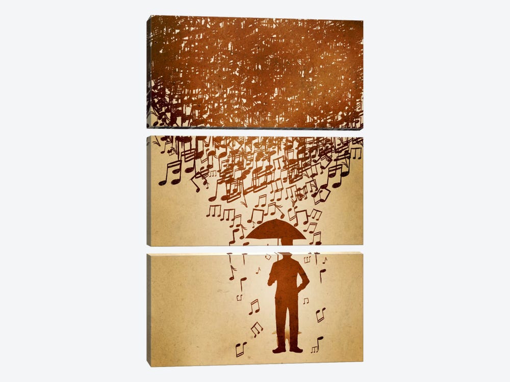 Raining Notes by 5by5collective 3-piece Canvas Print
