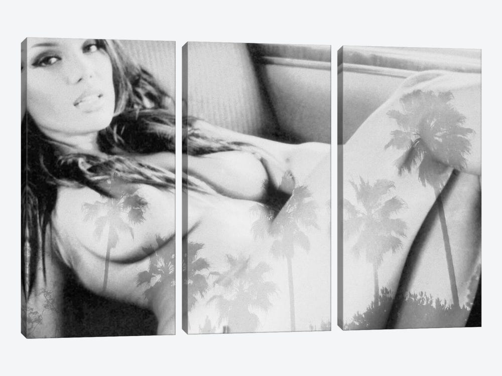 Reclining in Palms Greyscale by 5by5collective 3-piece Art Print