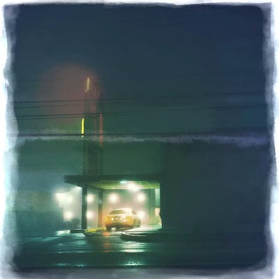 Late Night Stop by 5by5collective framed canvas print