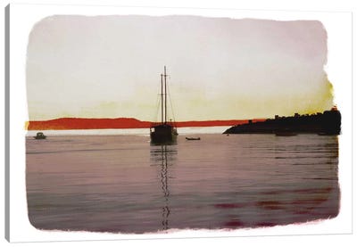 Sailing Back Canvas Art Print - Lake & Ocean Sunrise & Sunset Art