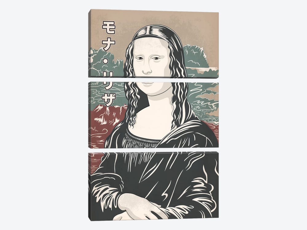 Japanese Retro Ad-Mona Lisa #2 by 5by5collective 3-piece Art Print