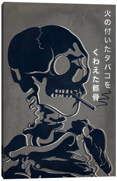 Japanese Retro Ad-Skeleton #1 Canvas Art Print - Tyrone
